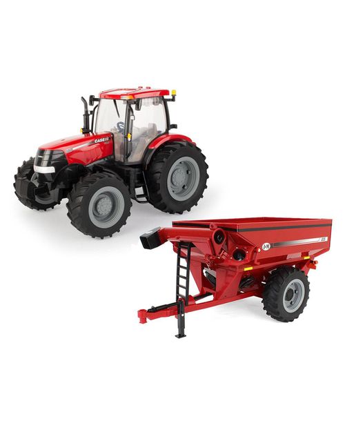 1/16 Case Ih Puma 180 Tractor & Red J&M 875 Grain Cart Set, Big Farm