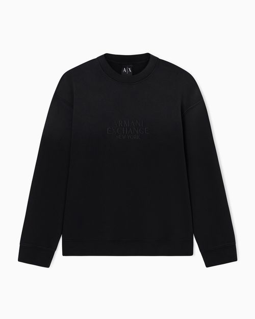 Used-effect crewneck sweatshirt with logo