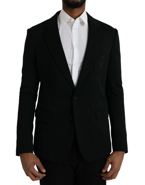 Virgin Wool Single-Breasted Blazer — Black