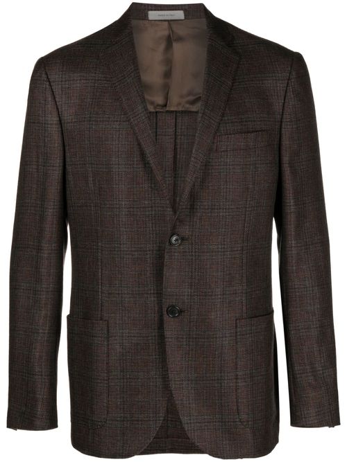 Check-pattern cashmere blazer - Brown