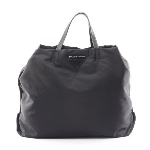 Prada Black Nylon Leather Tote Bag Pre-Owned