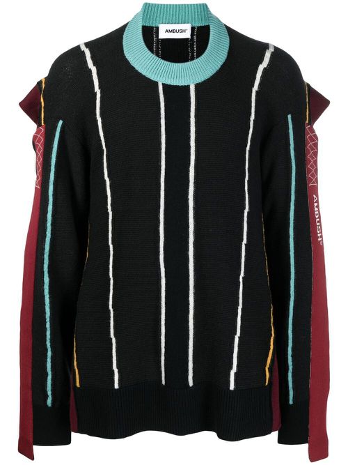 Striped-knit jumper - Black