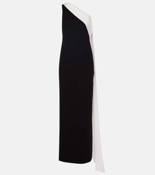 Scarf-detail one-shoulder gown