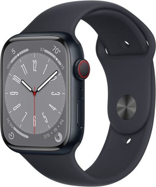 Geek Squad Certified Refurbished Watch Series 8 (GPS + Cellular) 45mm Aluminum Case with Midnight Sport Band - S/M - Midnight - (2022)