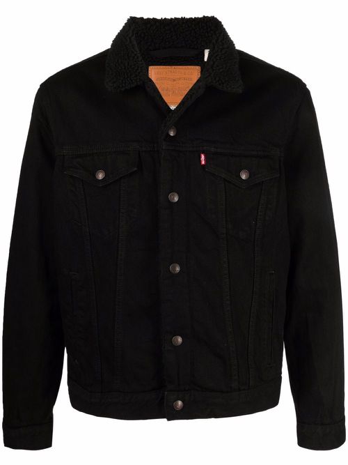 Sherpa-lined denim jacket - Black