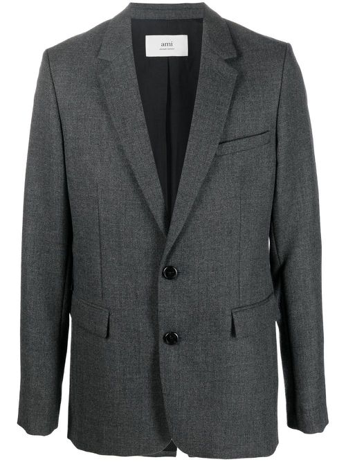 Single-breasted virgin wool blazer - Grey