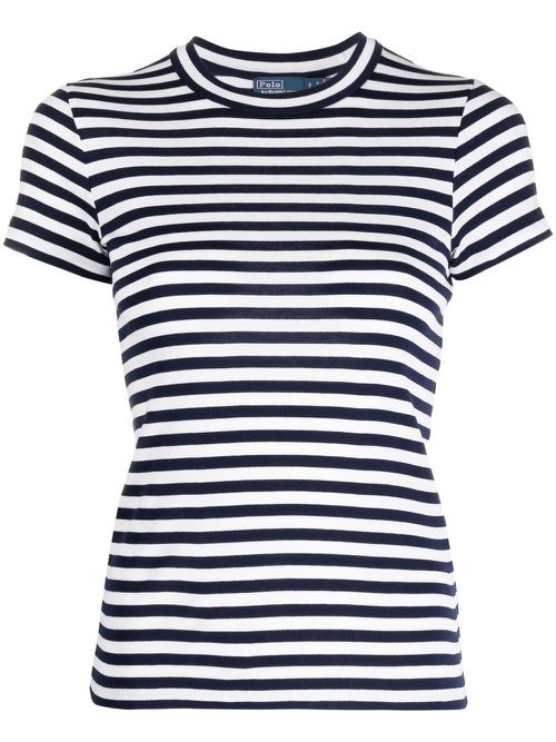 Stripe-print ribbed T-shirt - Blue
