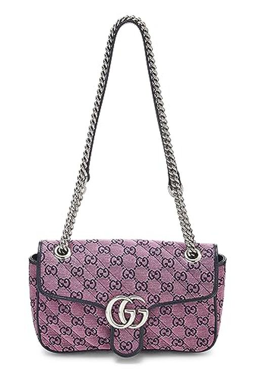 Gucci  Pre-Loved Pink 'GG' Canvas Marmont Shoulder Bag Small