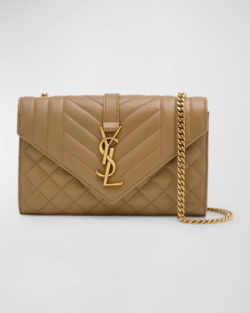 Envelope Triquilt Small YSL Shoulder Bag in Smooth Leather
