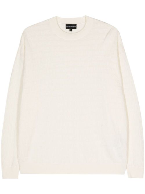 Logo-jacquard cotton jumper - Neutrals