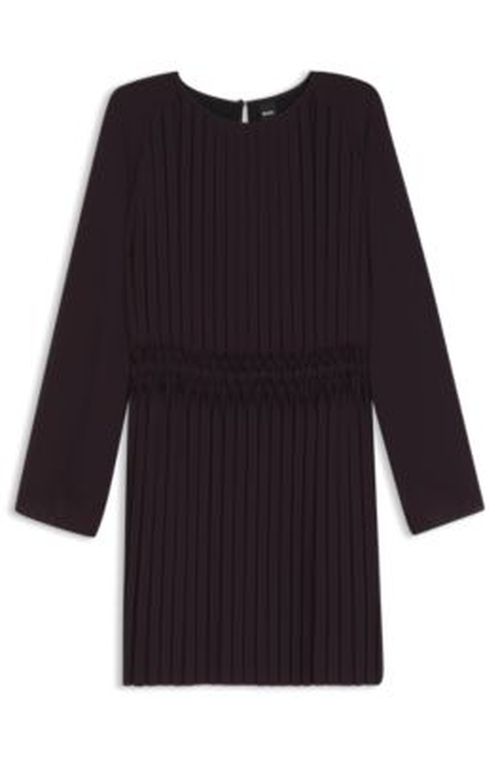 BOSS Smocked-waistband dress with plissé pleats - Light Purple Women's Business Dresse