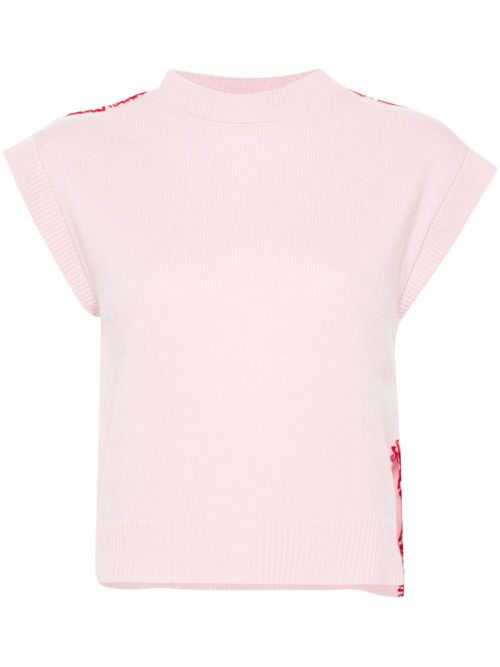 Embroidered-logo knitted vest - Pink
