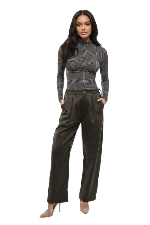 Dark Green Loose Pleated Pants