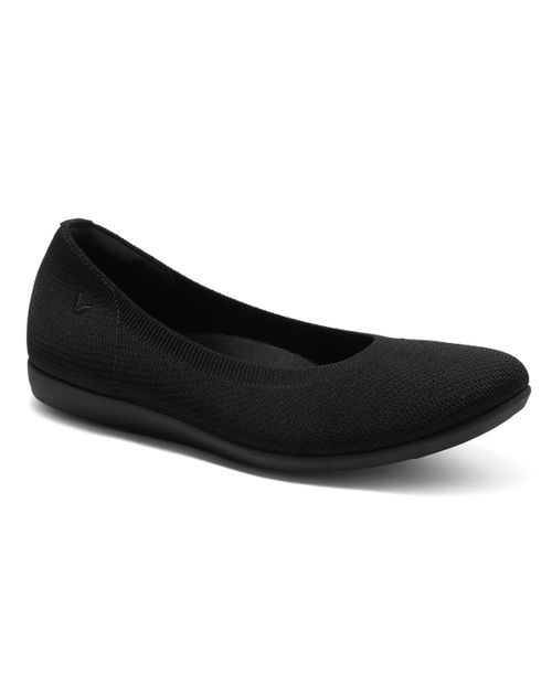 Women's Claire Walker Water-Repellent Round-Toe Walking Flats - Black