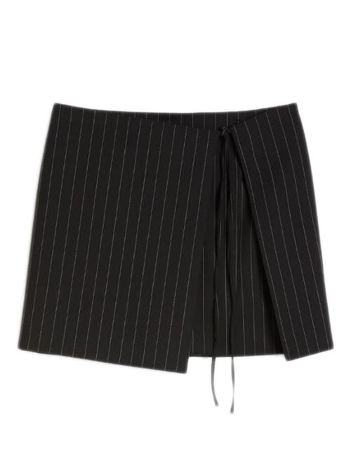 Double-Wrap Low-Waist Mini Skirt with Snap and Tie Front Lining