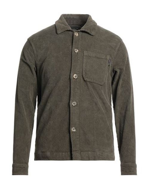 Man Shirt Military green Size L Cotton, Elastane