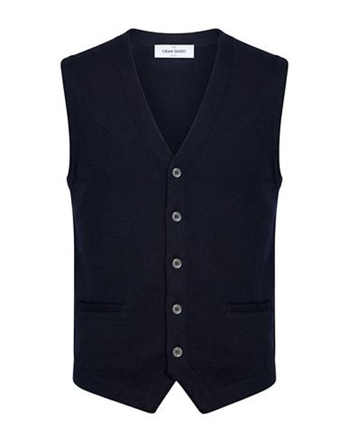 Extrafine Merinos Man Cardigan Midnight blue Size 34 Virgin Wool