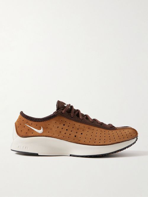 Air Superfly Perforated Nubuck And Suede Sneakers - Brown