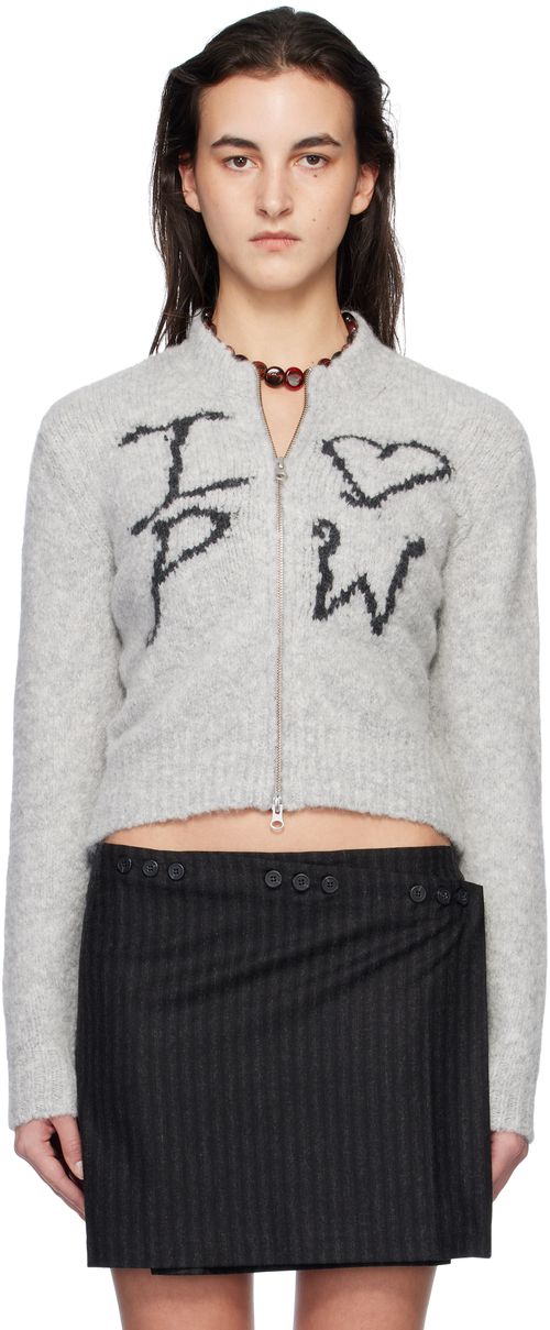 Paloma Wool Gray Crush Zip Cardigan