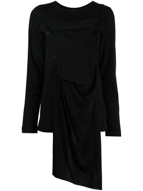 Asymmetric-design cotton top - Black