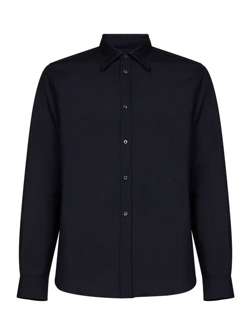 Wool-Mohair Canvas Shirt — Navy