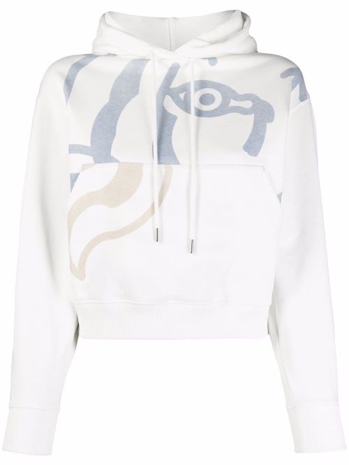 Graphic-print cotton hoodie - White