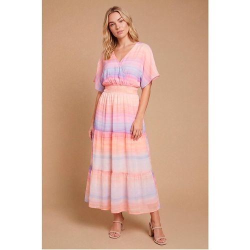 Dorothy Perkins Women's DP Luxe Angel Sleeve Tiered Hem Printed Maxi Dre