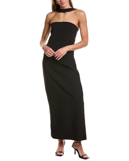 Neck Detail Fitted Maxi Dress