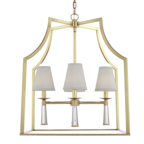 Baxter 4-Light 30" Transitional Chandelier in Aged Brass with Glass Finials Crysta