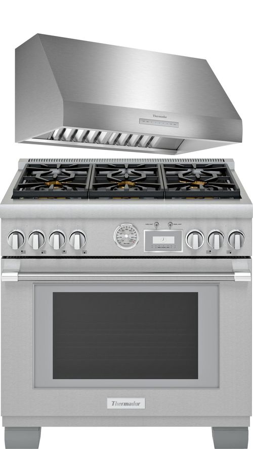 Thermador 2 Piece Kitchen Appliances Package with Dual Fuel Range in Stainless Steel THRARH111
