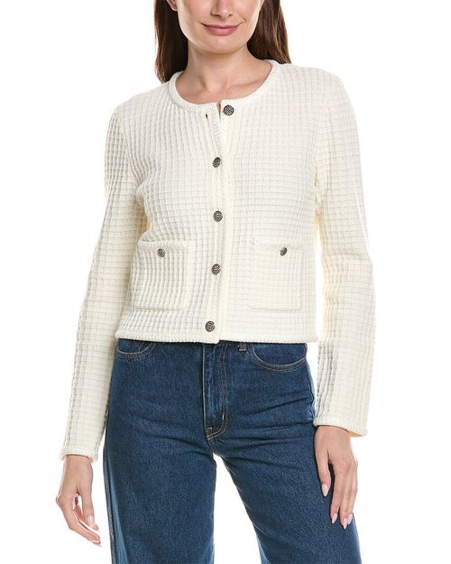 Sade Textured Crewneck Wool-Blend Cardigan