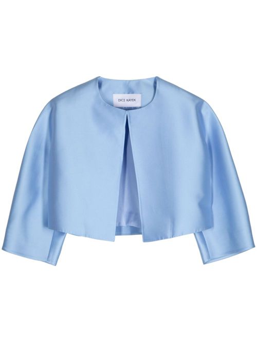 Satin-finish cropped jacket - Blue