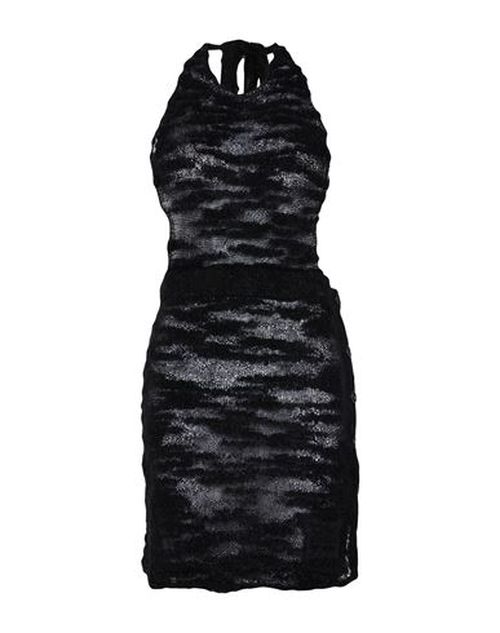 Woman Mini dress Black Size L Mohair wool, Alpaca wool, Nylon