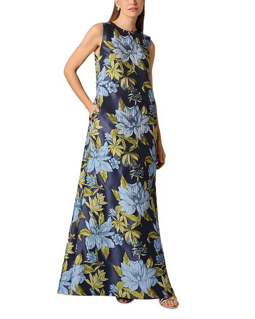 Floral Jacquard Trapeze Gown
