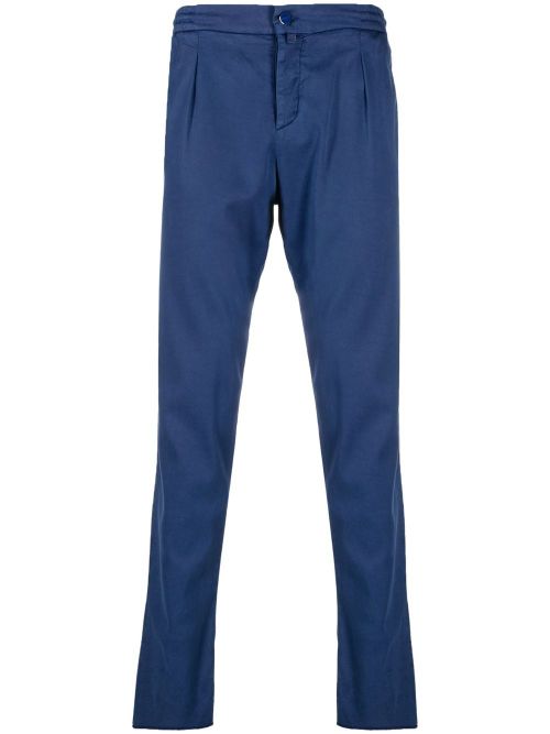 Logo-patch straight-leg chinos - Blue