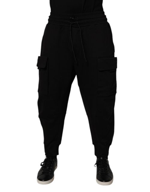 Cargo Cotton-Nylon Joggers — Black