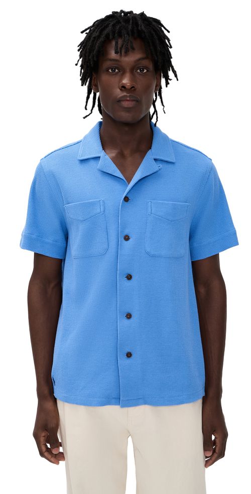 Waffle Knit Andy Camp Shirt Harbor Island Blue