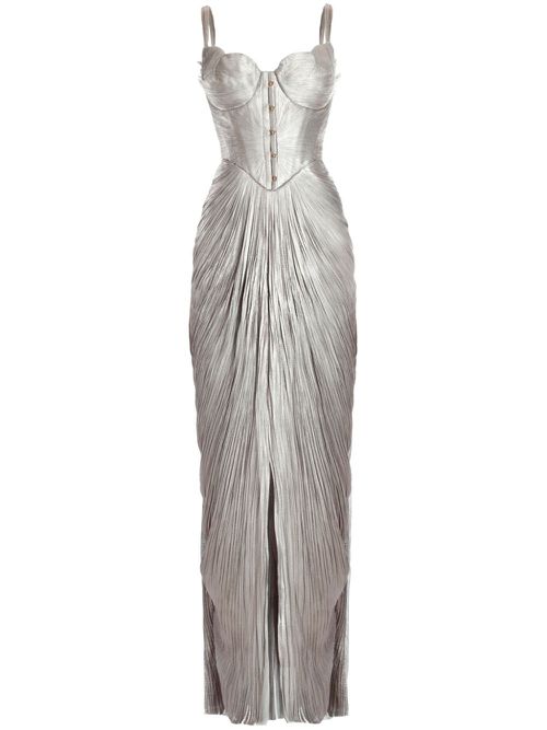Noemie corset slit gown - Silver