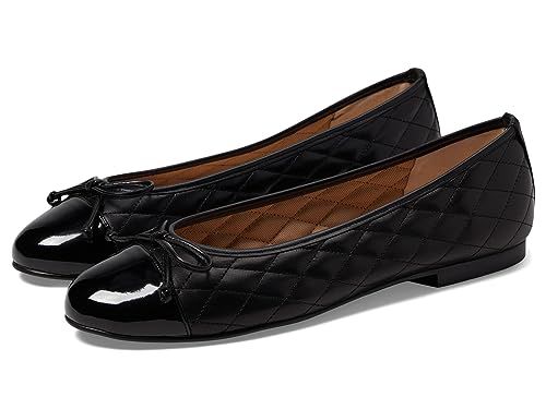French Sole® Tamara Slip-on Shoes for Women – Leather Upper – Quilted Design – Bow-Tie Detailing Nude/Black