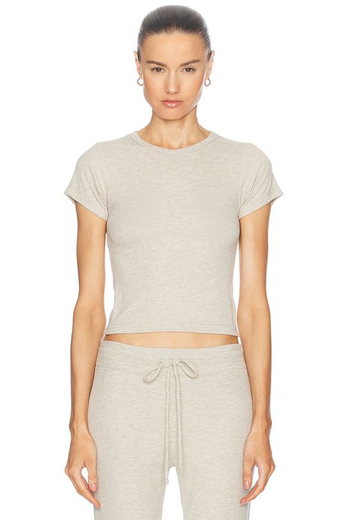 Eterne Short Sleeve Baby Tee in Heather Oatmeal - Beige.  XL also in
