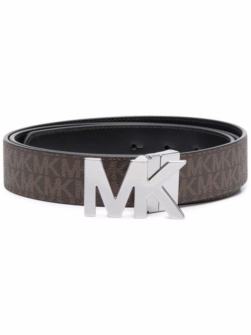 Logo-print leather belt - Brown