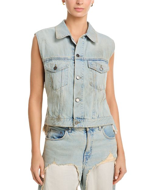 Ryder Denim Vest in Dusty Blue