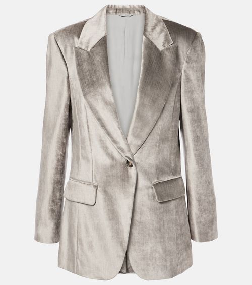 Cotton-blend velvet blazer