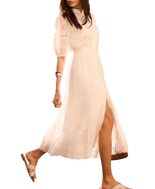 Women's Ramie Puff Sleeve Midi Dress