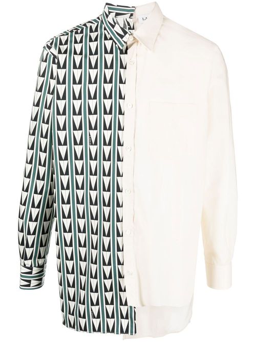 Patchwork geometric print shirt - Neutrals