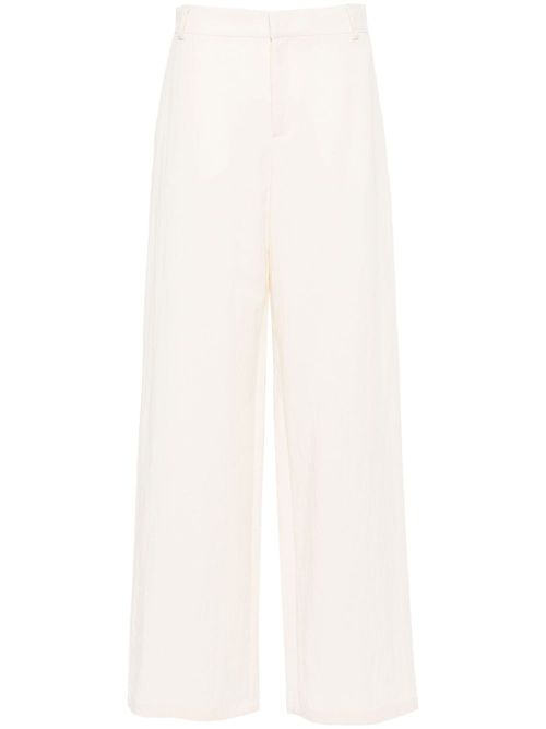 Crinkled wide-leg trousers - Neutrals