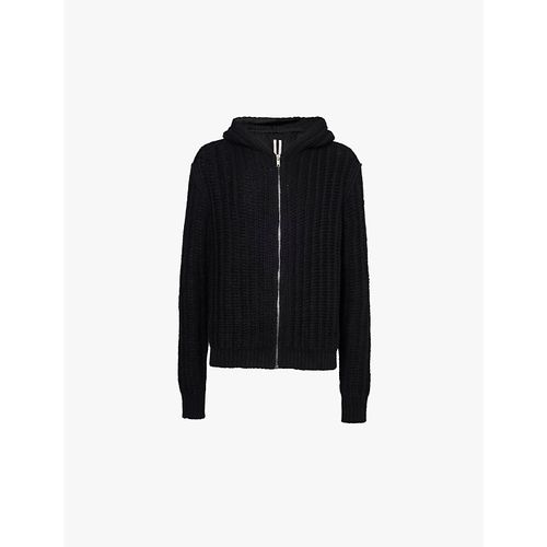 Mens Black Knitted Regular-fit Cashmere and Silk-blend Hoody