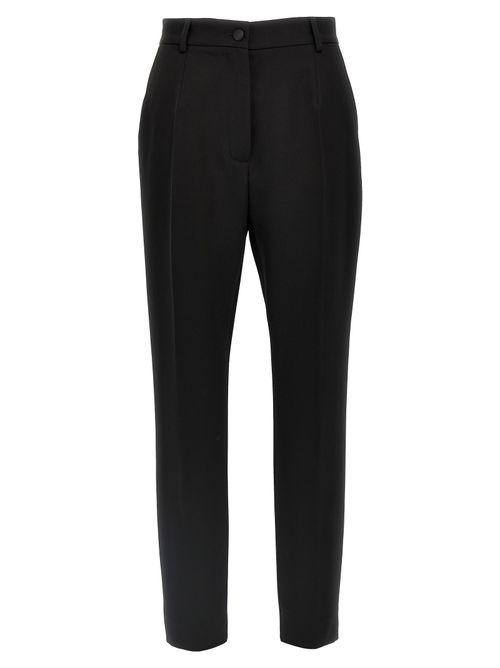 Virgin Wool Tuxedo Trousers — Black