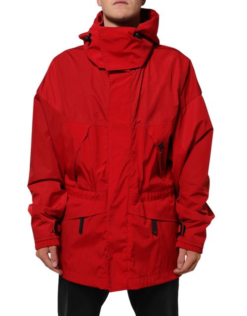 Hooded Nylon Parka — Red