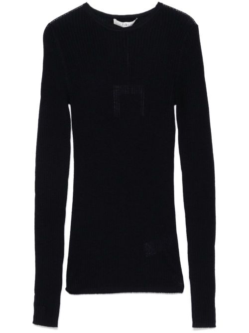Ribbed-knit crew-neck sweater - Blue